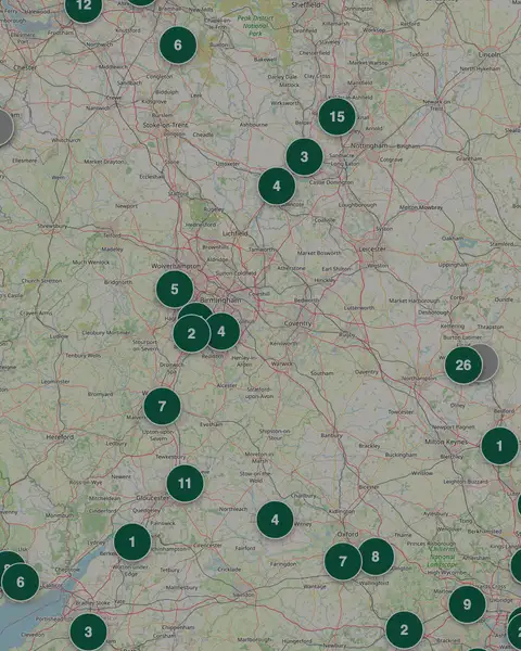 Map of England and Wales showing the number of rabbits available at rescue centres